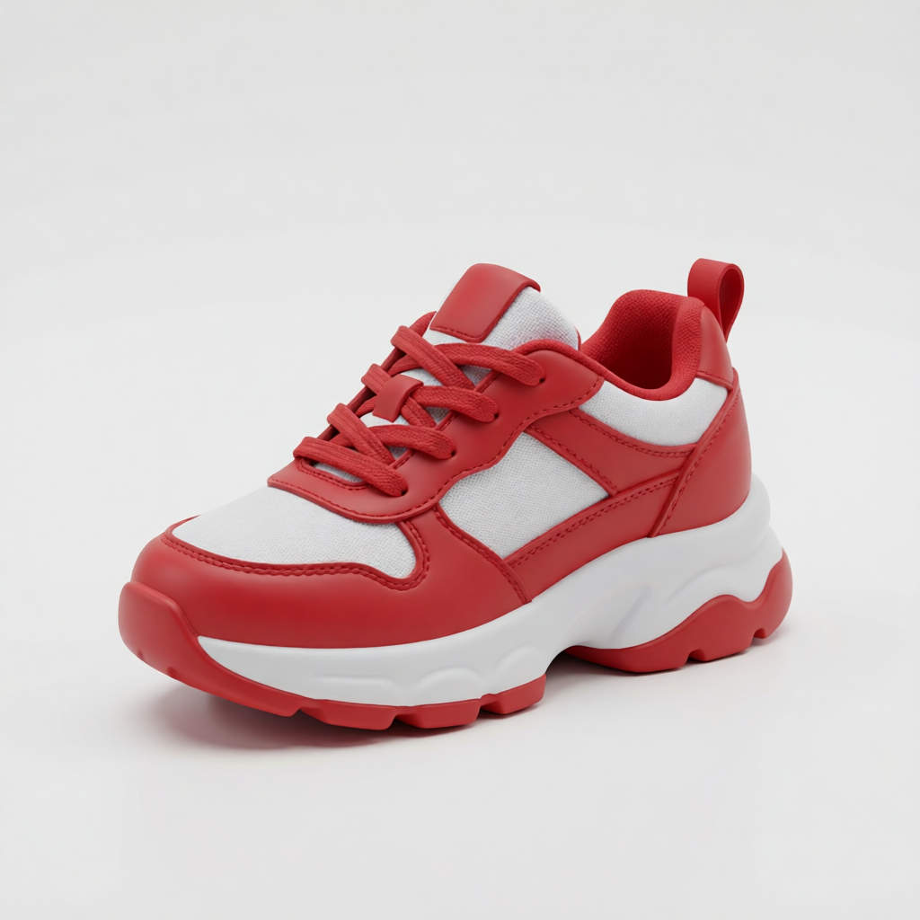 Before — Pixal3D mesh from a toy sneaker render — opaque rubber and fabric, orbit the GLB in the preview.