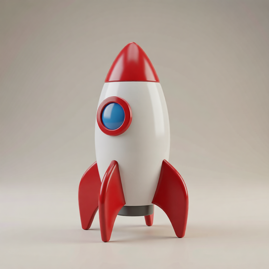 Before — Pixal3D GLB from a toy rocket render — import into Blender or Unity.